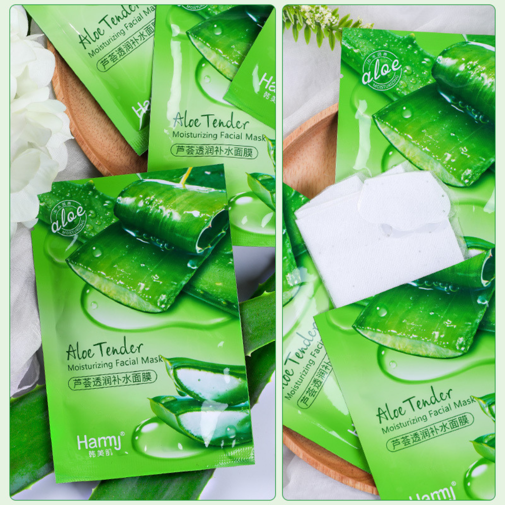 Kit 10 Mascarillas Faciales Anti-Edad Aloe Vera